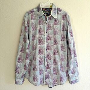 Robert Graham Shirt Mens Large Paisley Classic Fit Long Sleeve Flip Cuff Cotton